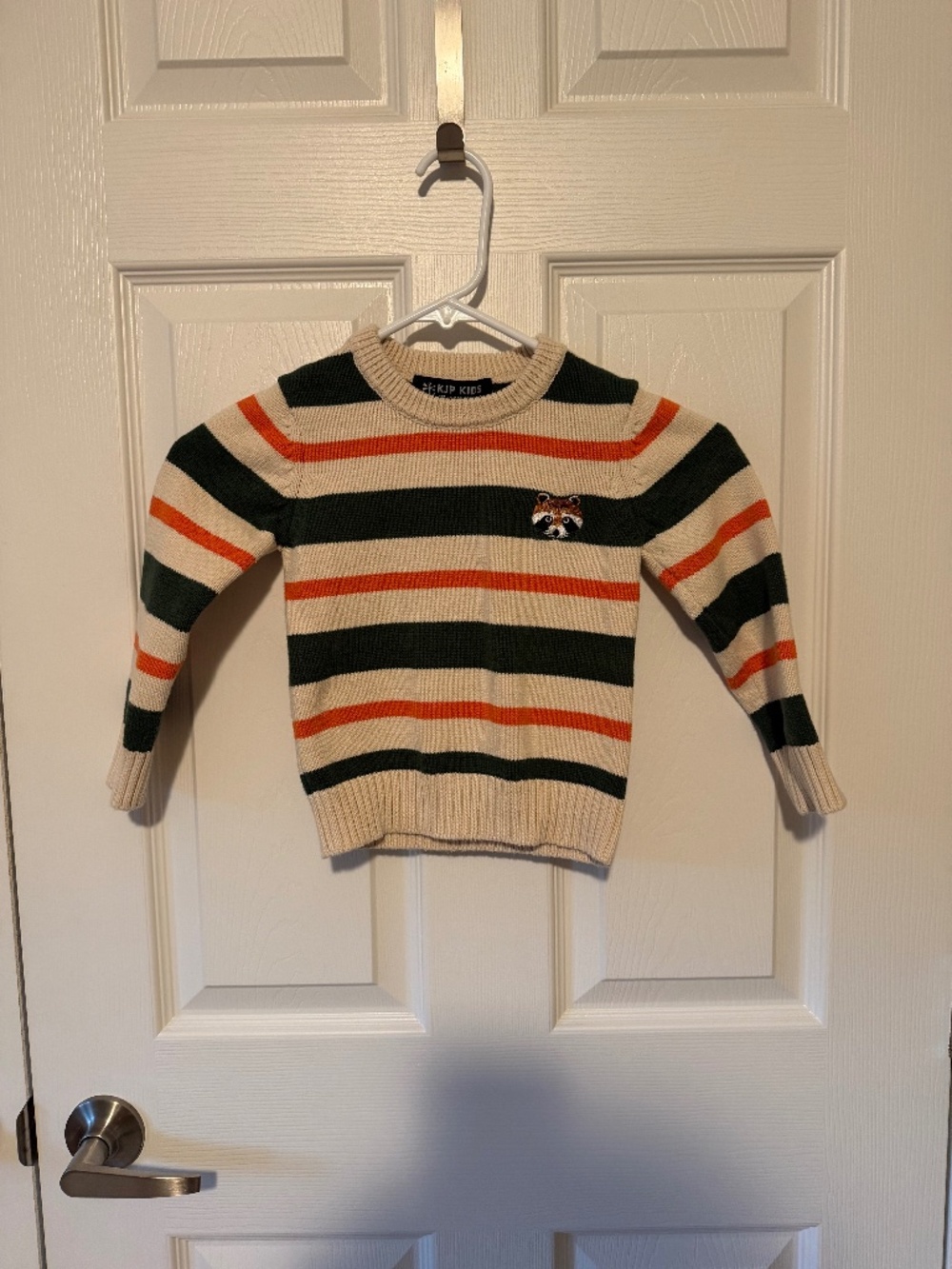 Kiel James Patrick KJP Kids Striped Raccoon Emblem Sweater 3T